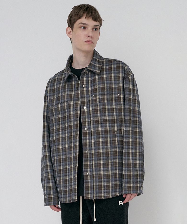 UNISEX QUILTED FLANNEL SHIRT_UDJU6D128_BROWN CHECK