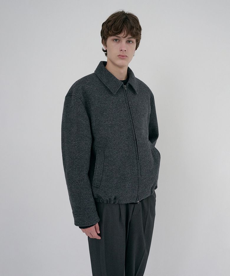 UNISEX COLLARED WOOL BLOUSON_UDJU6D126_CHARCOAL GREY