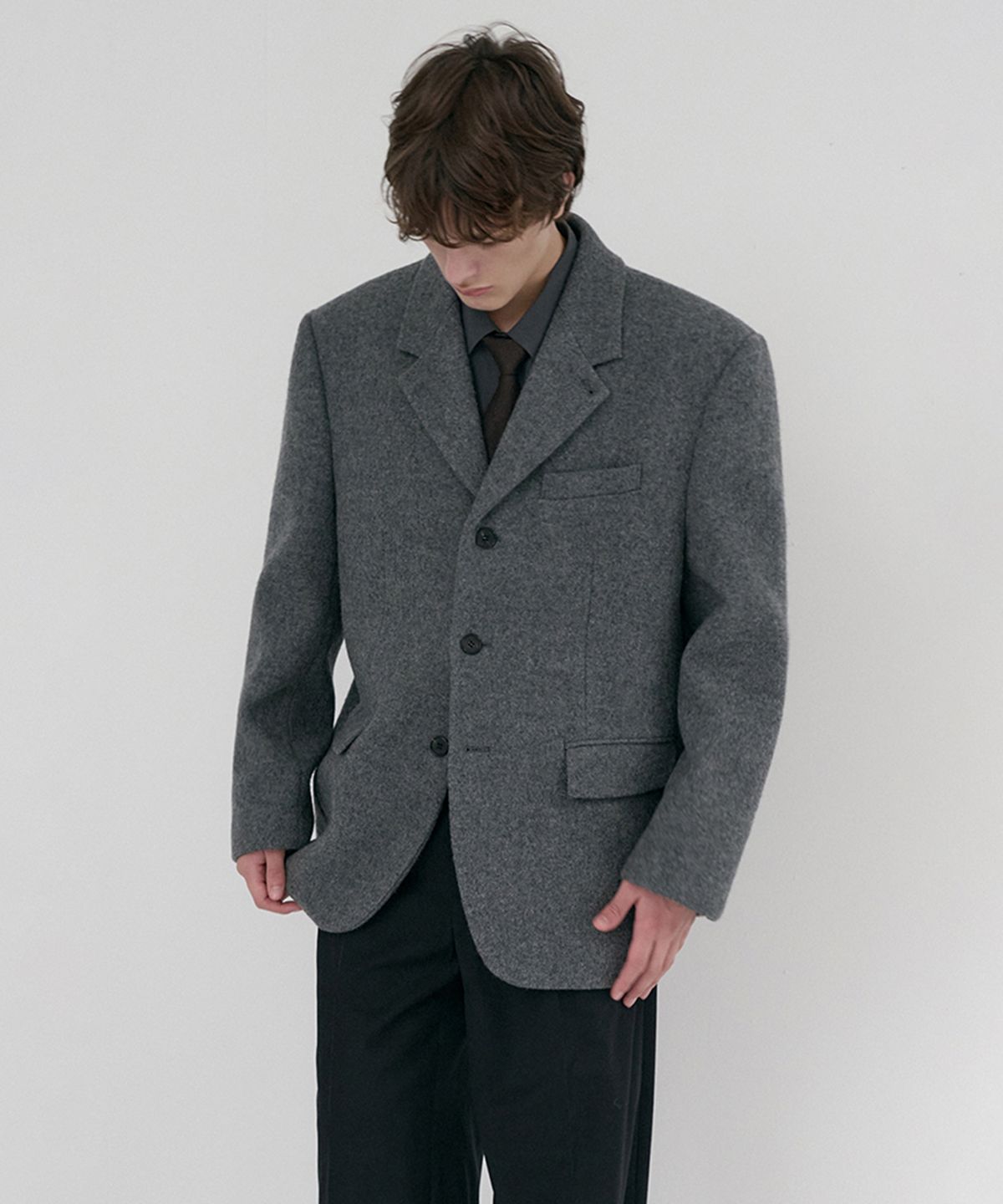 던스트 포 맨(DUNST FOR MEN) UNISEX 2-WAY 3 BUTTON BLAZER_UDJA6D122_GREY