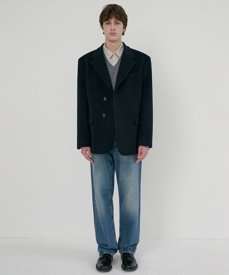 UNISEX LAYERED CASHMERE BLAZER_UDJA6D121_NAVY