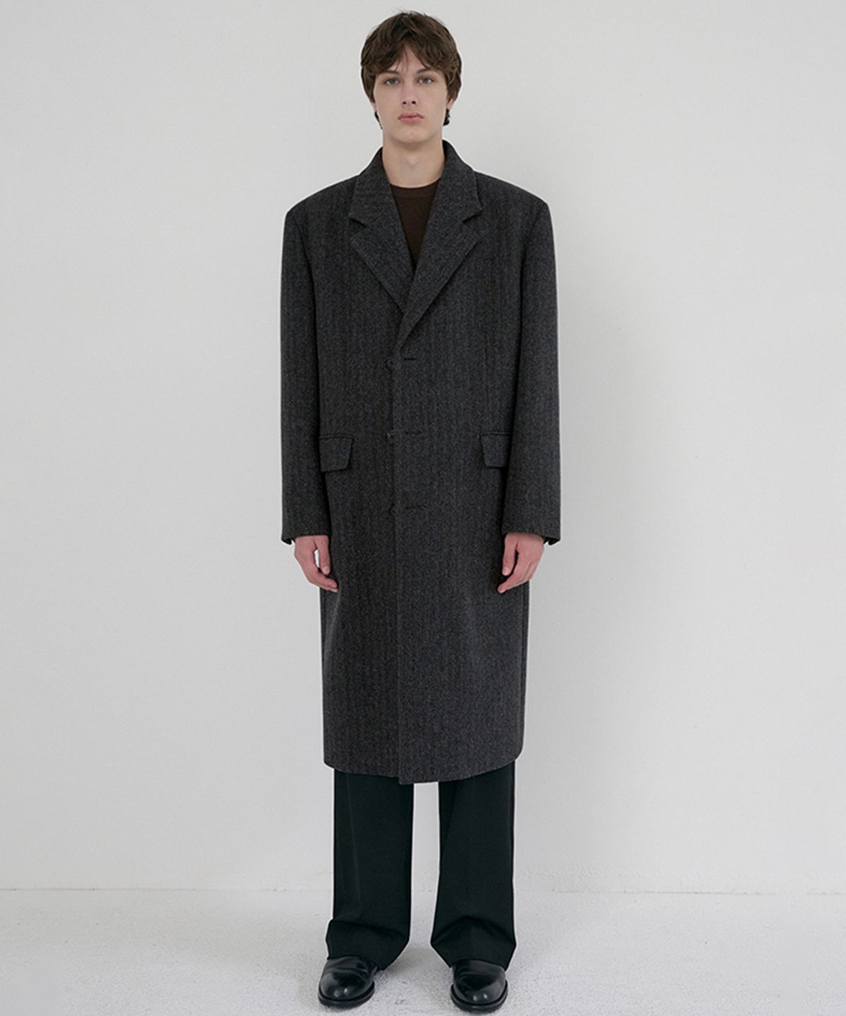 던스트 포 맨(DUNST FOR MEN) UNISEX BOXY TAILORED COAT_UDCO6D124_GREY HERRINGBONE