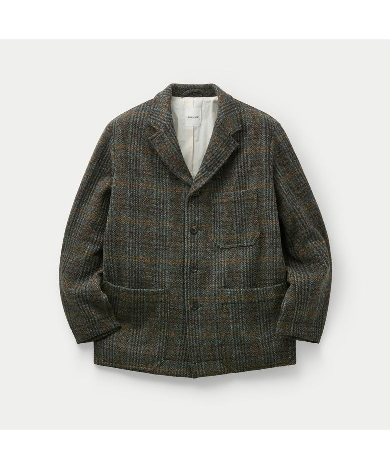 SAGE DE CRET Harris Tweed Four-button Coverall Jacket SVJAW26002GYX