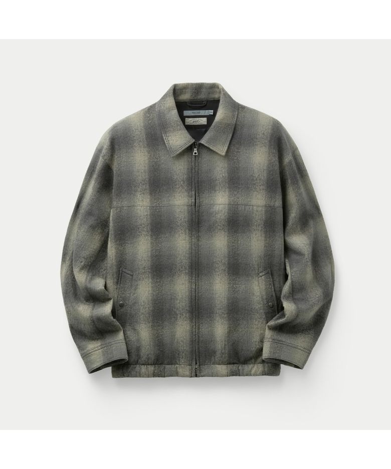 [Japanese Fabric] 울혼방 체크 집업 아우터 셔츠 SASFW26911GYX