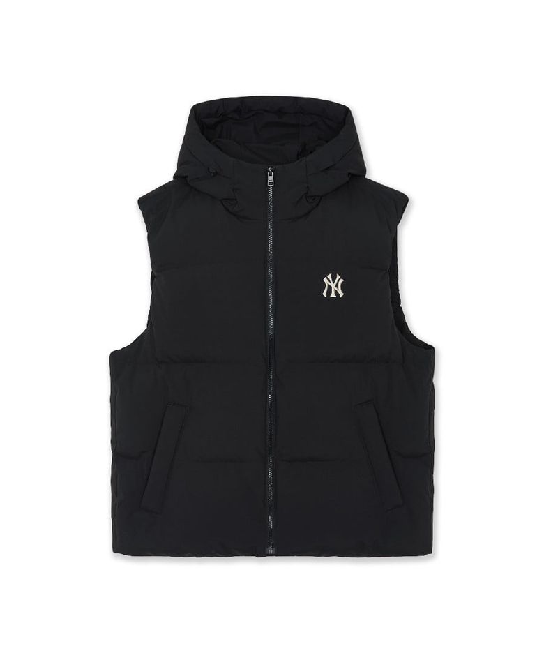 베이직 후드 패딩조끼 NY (Black)