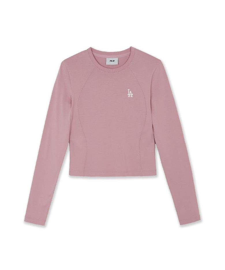 여성 베이직 슬림핏 기모 긴팔 티셔츠 LA (Mg.Pink)
