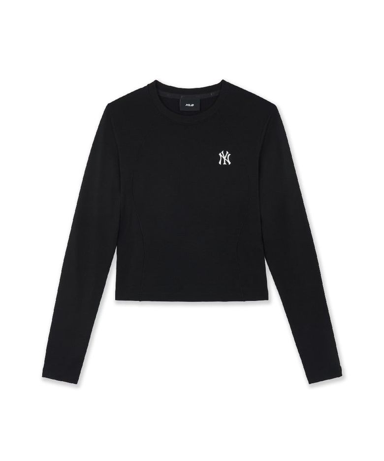 여성 베이직 슬림핏 기모 긴팔 티셔츠 NY (Black)