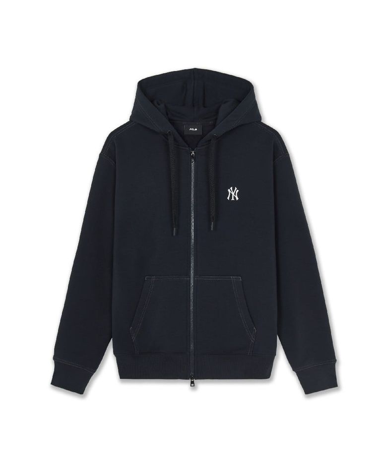 베이직 미디움로고 기모 후드집업 NY (Black)