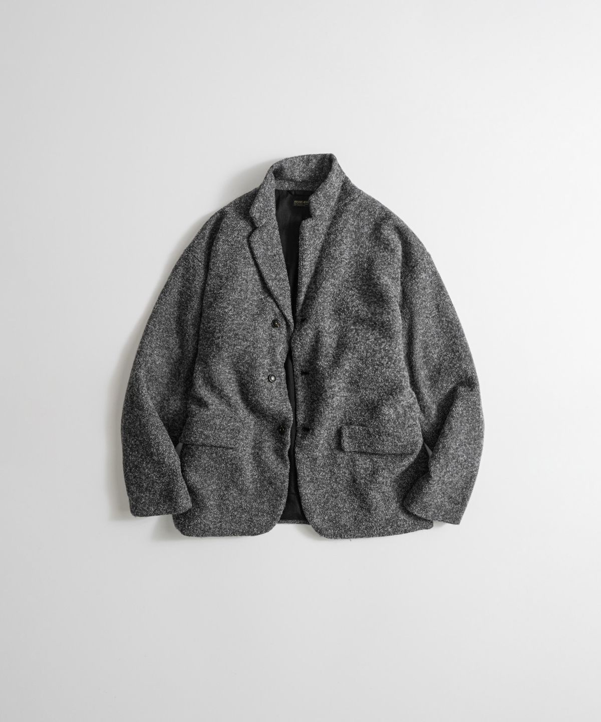 비헤비어(BEHEAVYER) BRUSHED WOOL TWILL SINGLE JACKET h.grey