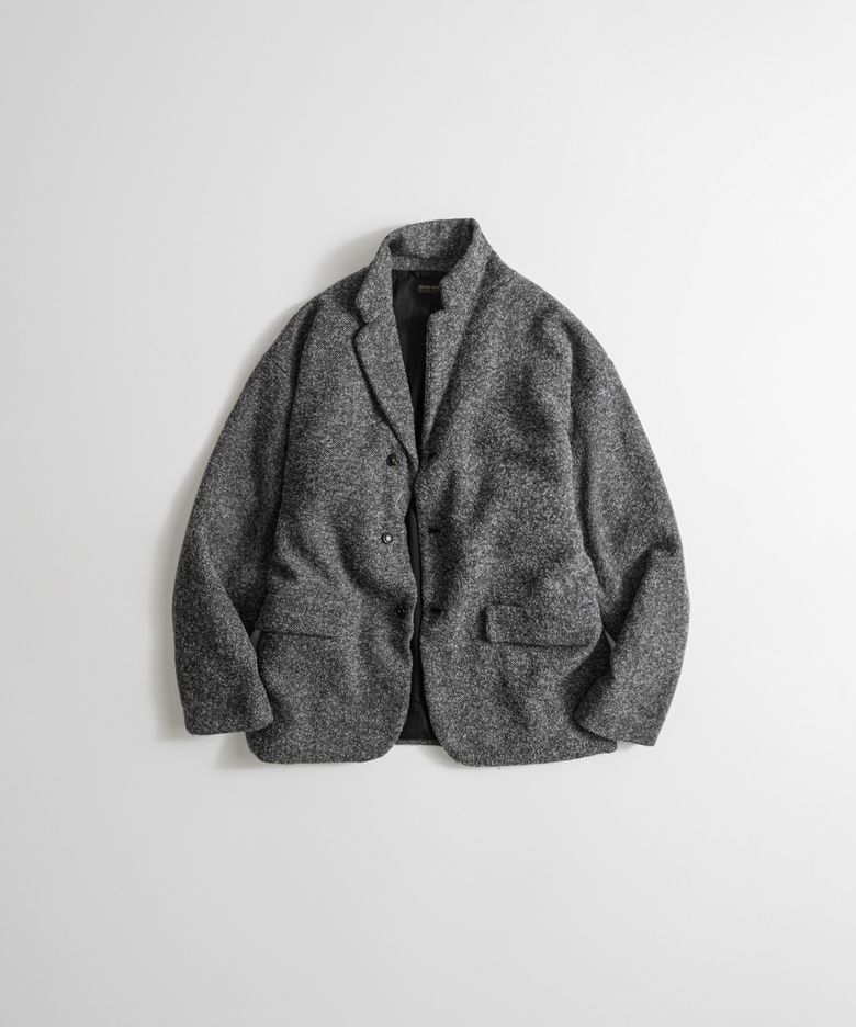 BRUSHED WOOL TWILL SINGLE JACKET h.grey