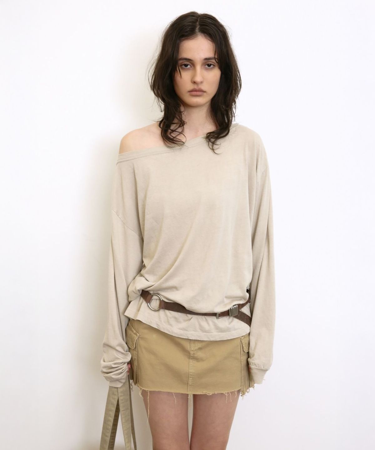 더블유케이엔디 프로젝트(WKND PROJECT) WASHED VINTAGE LONG SLEEVE TEE (SAND BEIGE)