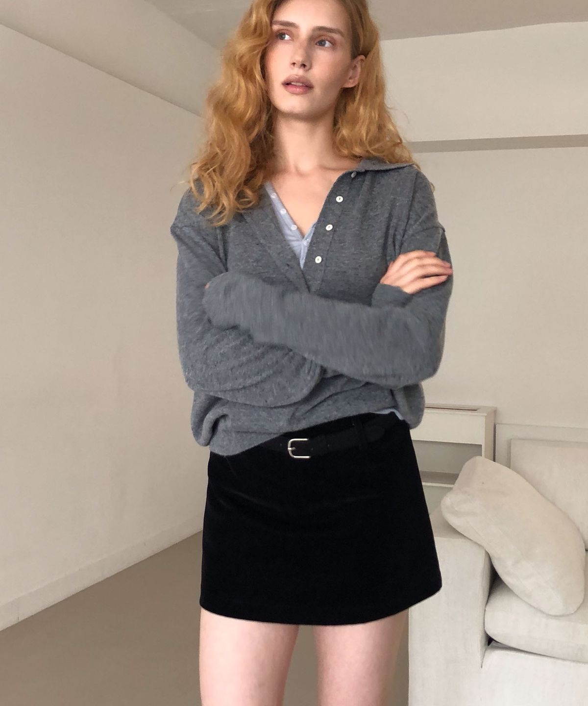 딜라이디(DELIDI) Heimish suede mini skirt (black)