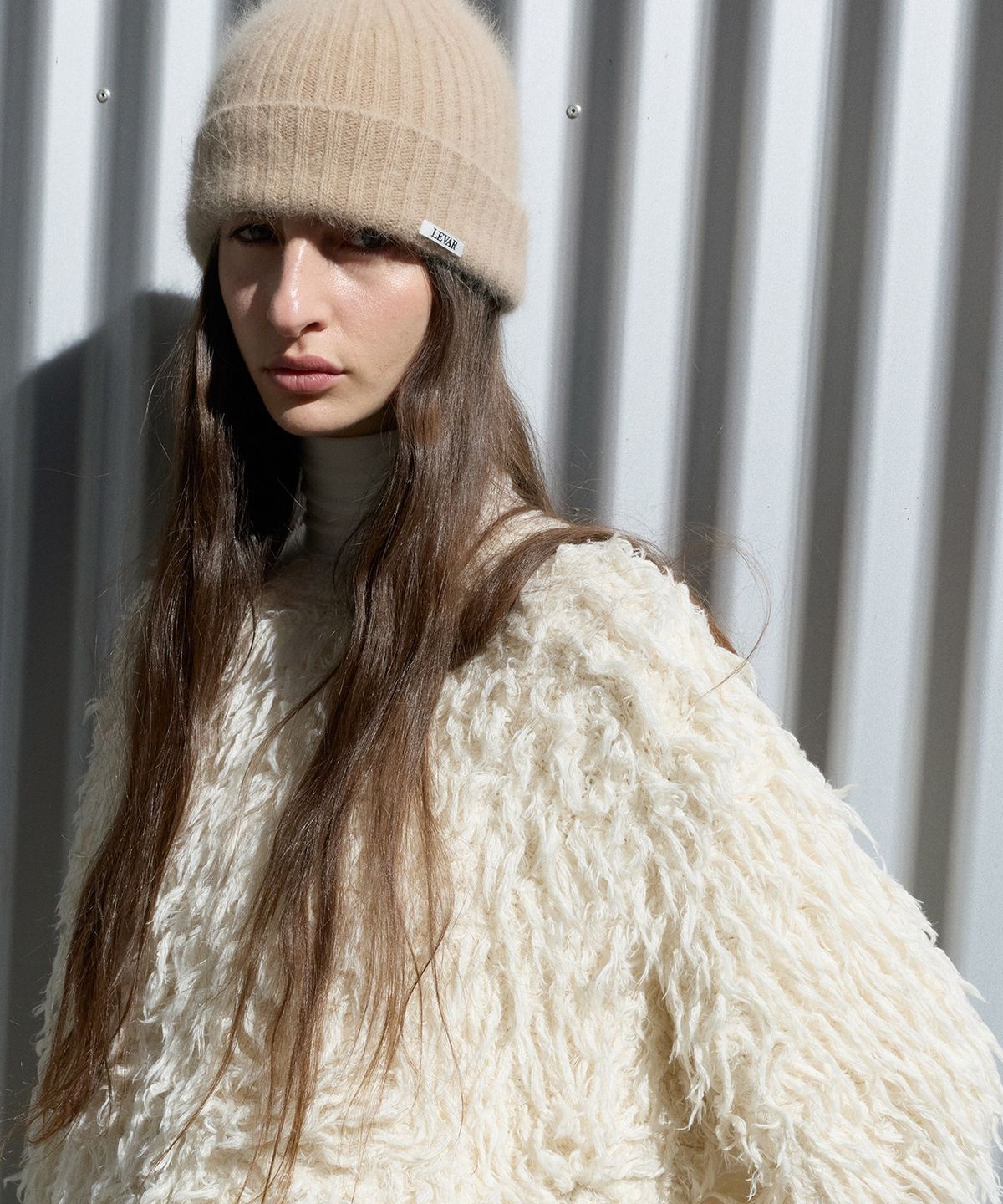 르바(LEVAR) Soft Angora Beanie - Sand Beige