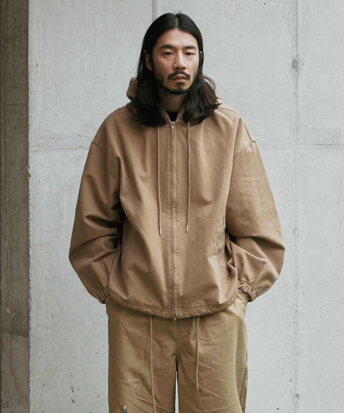 러기드하우스(RUGGED HOUSE) 덕 캔버스 솔리드 후드집업 브라운