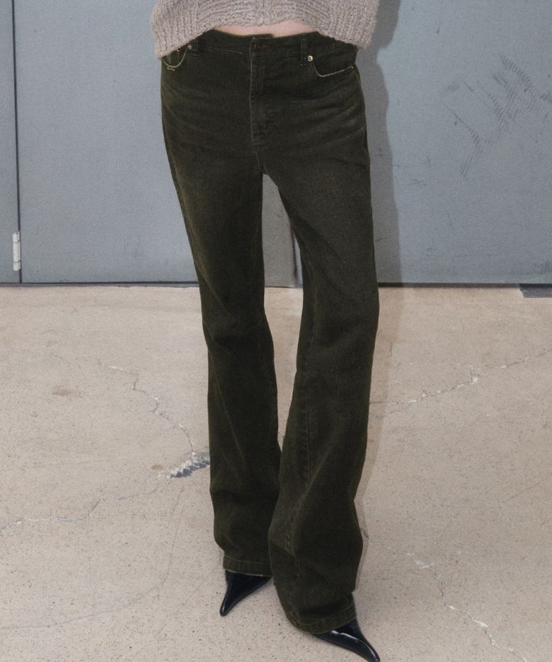 BACK STRAP VINTAGE DENIM PANTS (KHAKI)