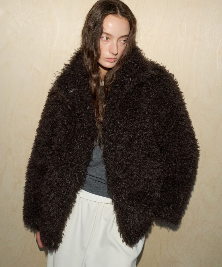 Crimp Fur Coat - Espresso Brown