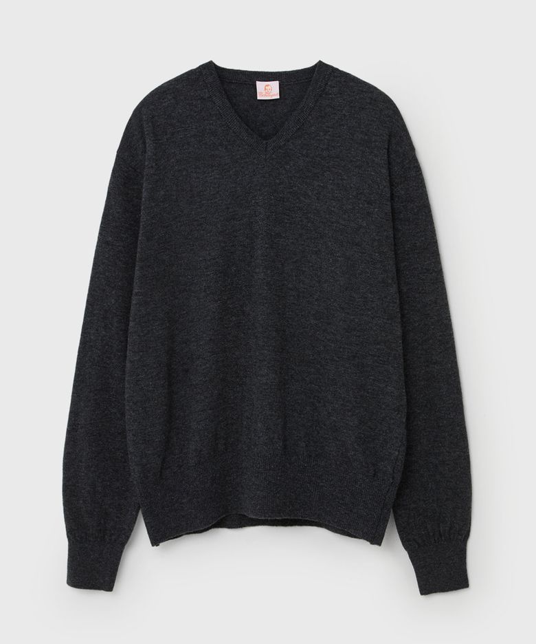 SOFT CASHMERE V-NECK KNIT (CHARCOAL)
