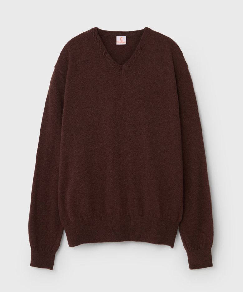 SOFT CASHMERE V-NECK KNIT (BROWN)