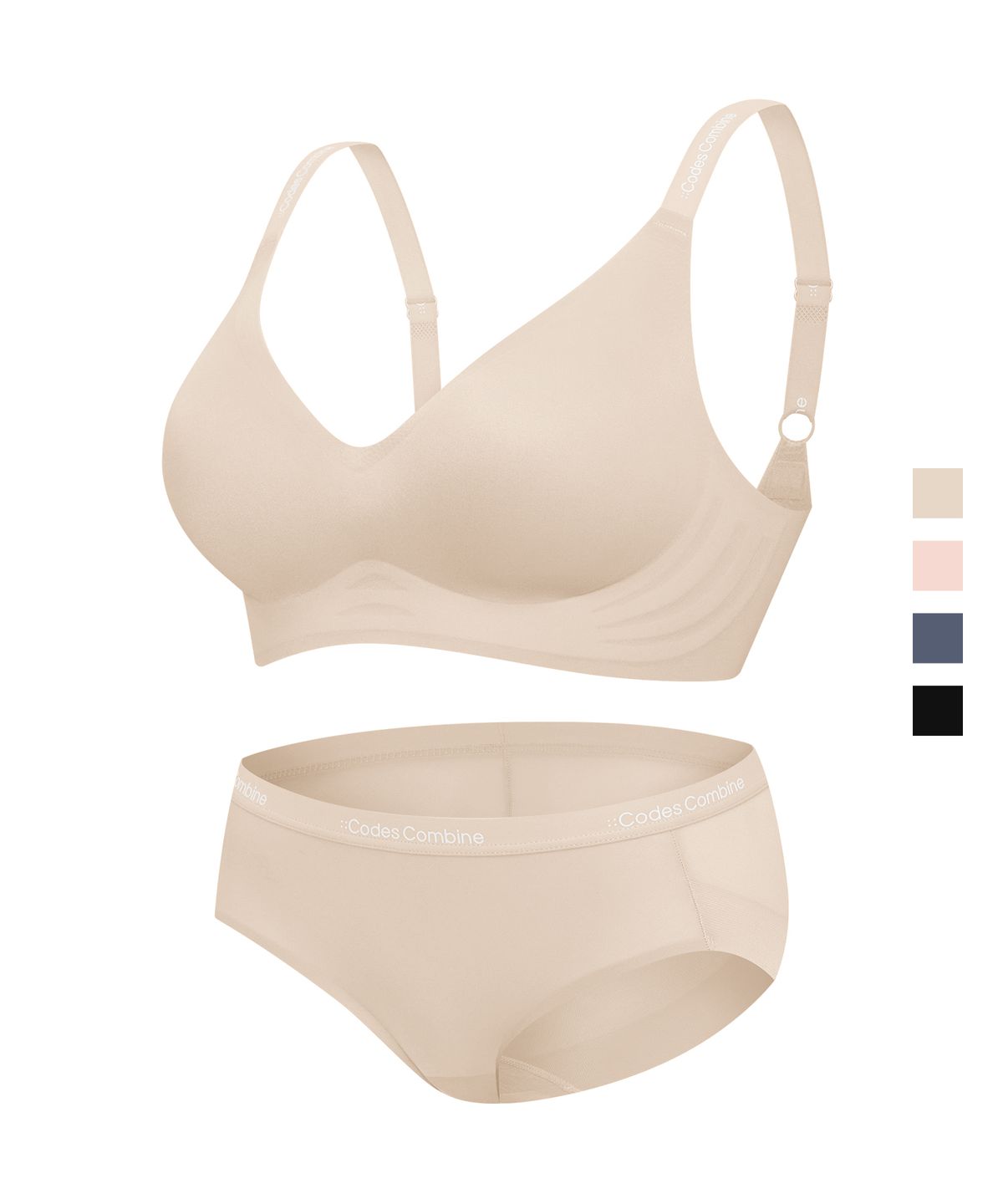 코데즈컴바인 이너웨어(CODES COMBINE INNERWEAR) 웜터치 볼륨일체형 심리스 노와이어 브라 팬티 세트