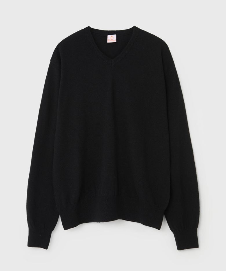 SOFT CASHMERE V-NECK KNIT (BLACK)