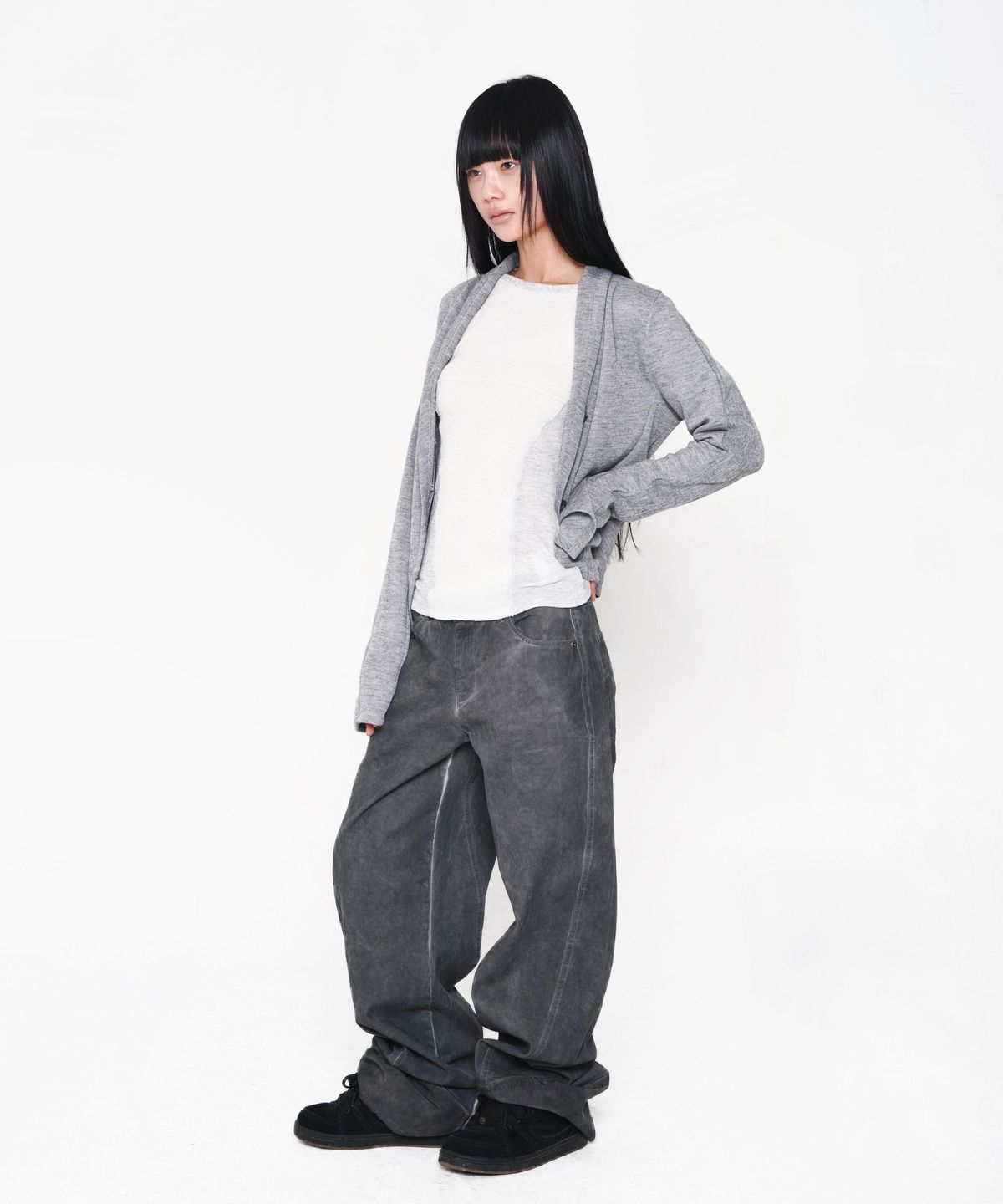 미스테페넘(MYSTEPHENM) VOL. 5.0 Dyed Wide Pants BK