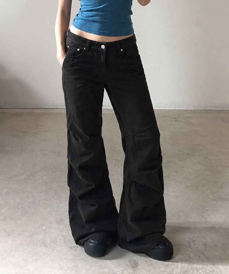 애로우 다트 플레어 데님_블랙