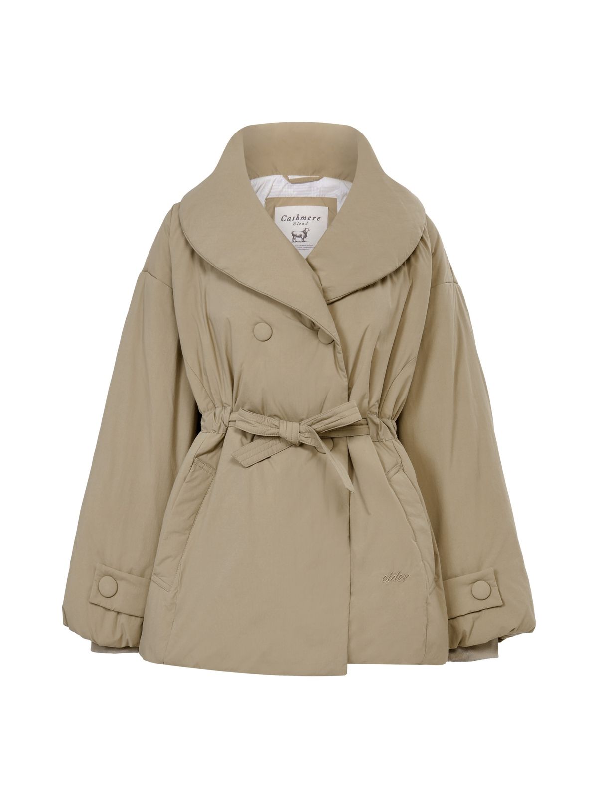 아이더(EIDER) Etoffe (에토프) 여성 캐시미어 블렌드 미들 숄 코트 다운 자켓_Beige_DWW26564E2