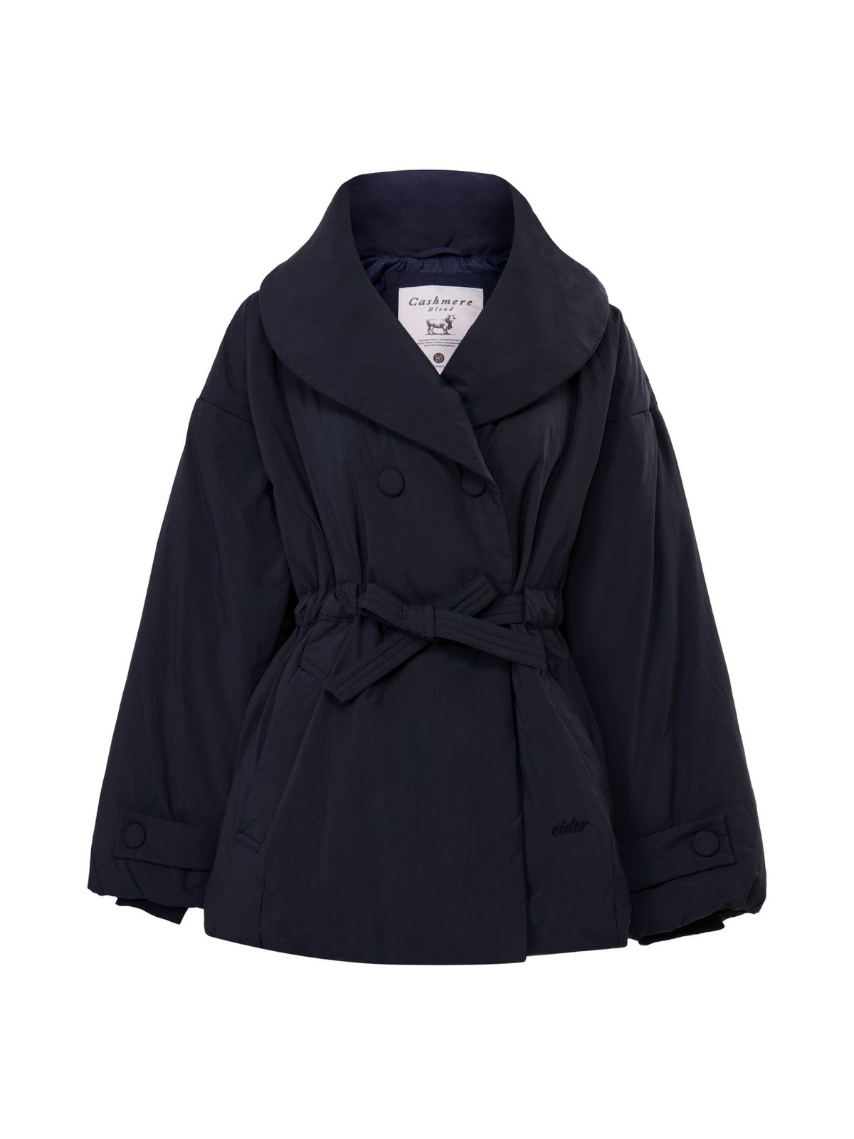 아이더(EIDER) Etoffe (에토프) 여성 캐시미어 블렌드 미들 숄 코트 다운 자켓_Dark Navy_DWW26564N9
