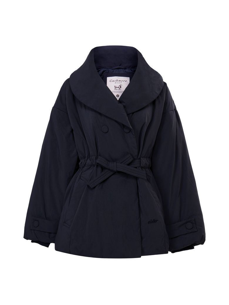 Etoffe (에토프) 여성 캐시미어 블렌드 미들 숄 코트 다운 자켓_Dark Navy_DWW26564N9