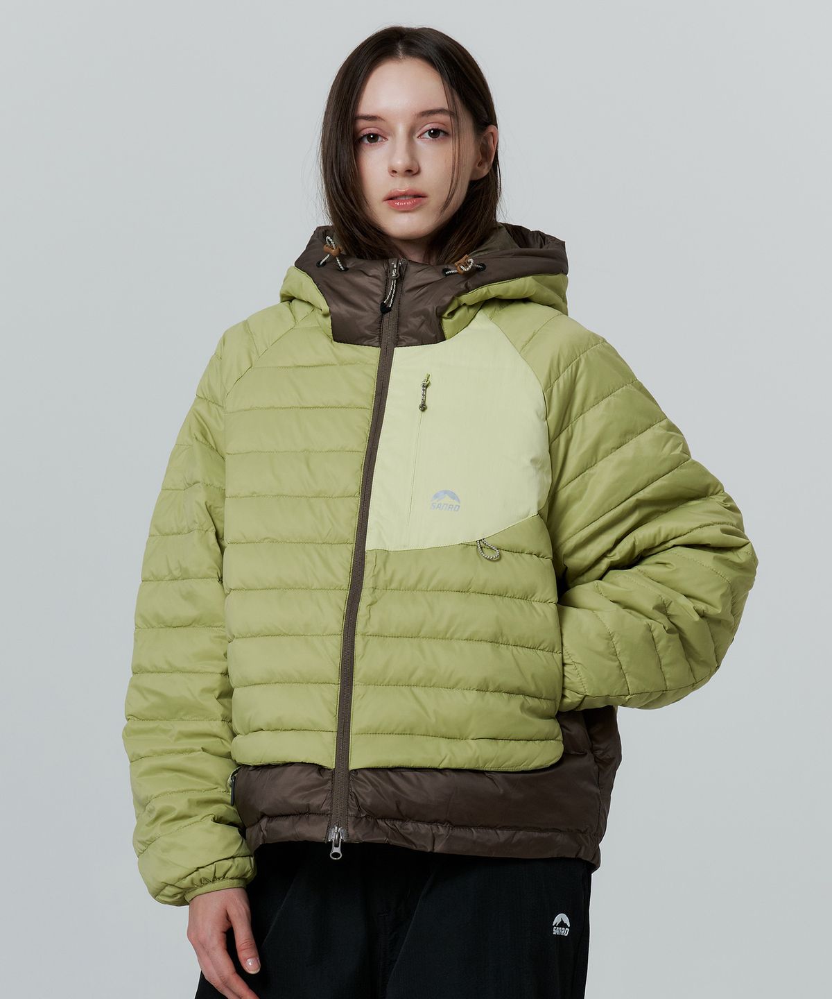 산로(SANRO) [UNISEX] 라이트 하이킹 패딩자켓 - 라임브라운