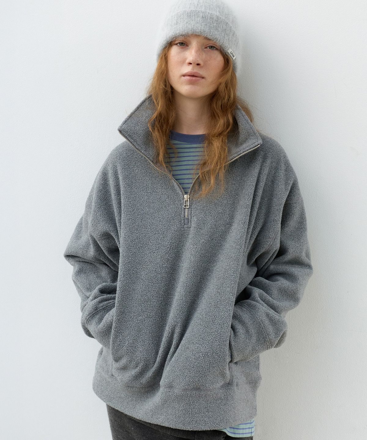 르바(LEVAR) Off-duty Half-Zip Fleece - Melange Grey