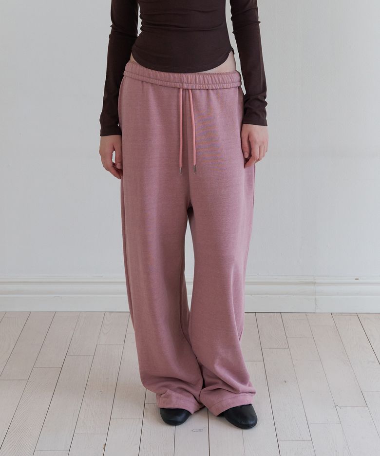 Washed print logo sweatpants (dusty pink)