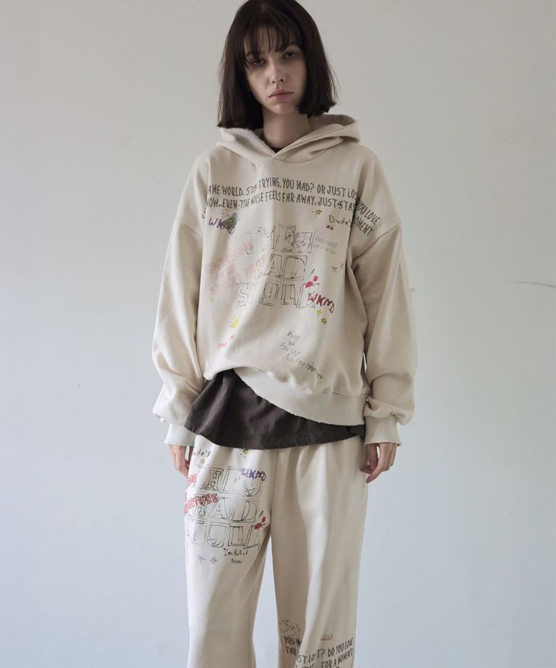 SCRIBBLE HOTFIX HOODIE (IVORY)
