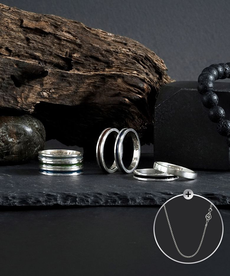 [2SET/목걸이 체인 증정] 벤테라 x 반초갤러리 3대 장인 칠보공예 순은 999 실버 반지 레이어드링