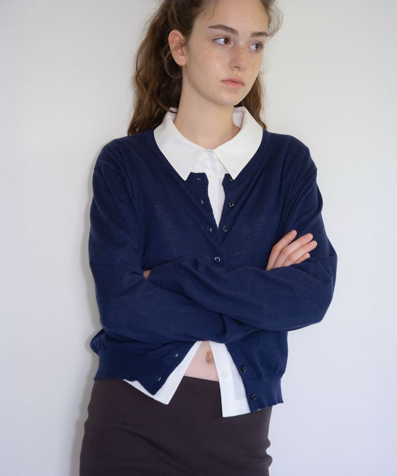 moss button cardigan (navy)