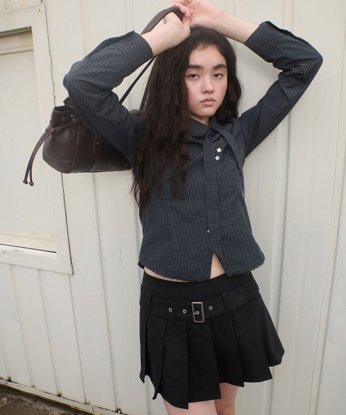 파퓸드로브(PARFUM DE LAUBE) Lucy Tie Blouse Check