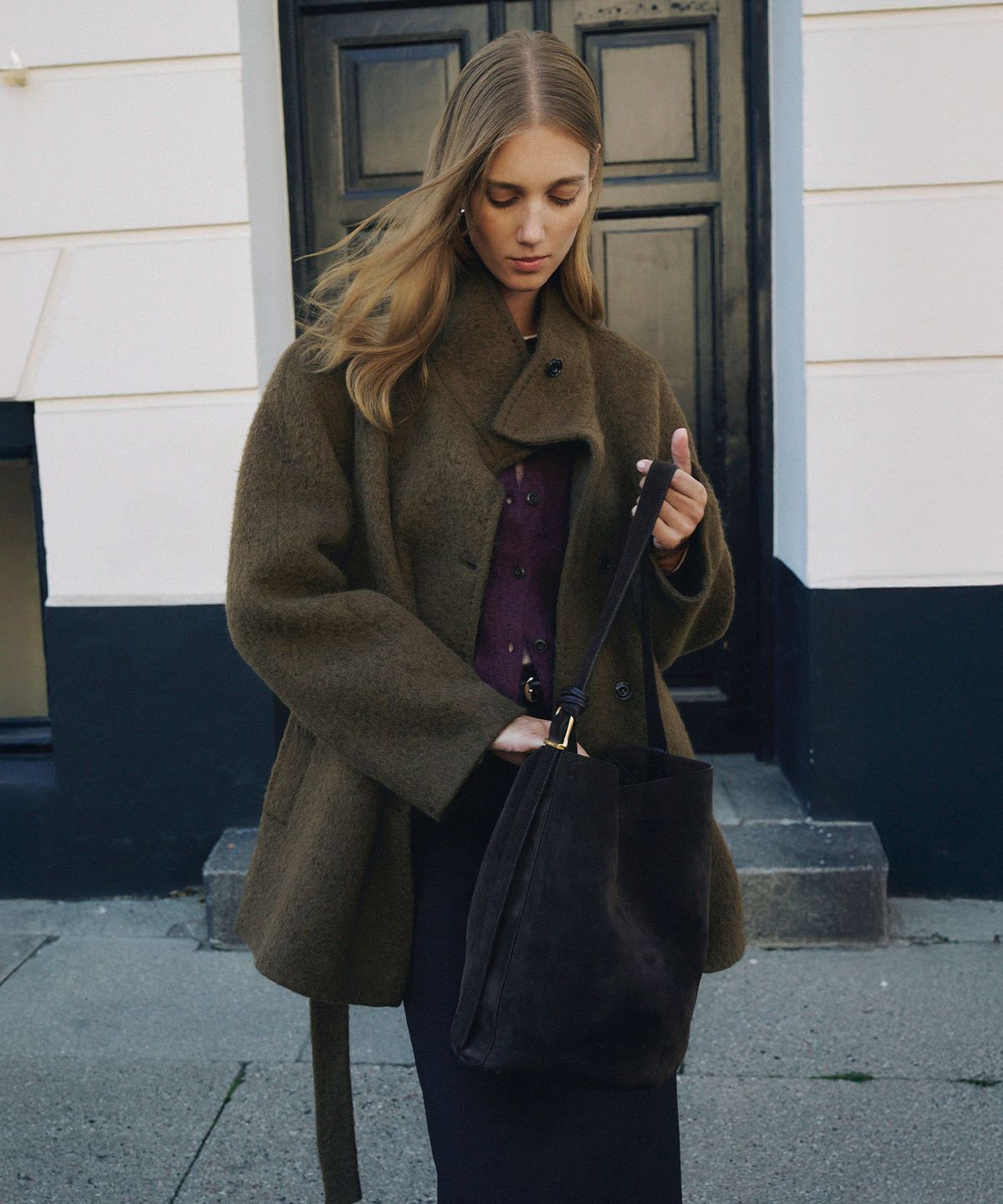 라메레이(LAMEREI) Handmade Brushed Alpaca High-Neck Half Coat[LMBFWICT709]-Brown