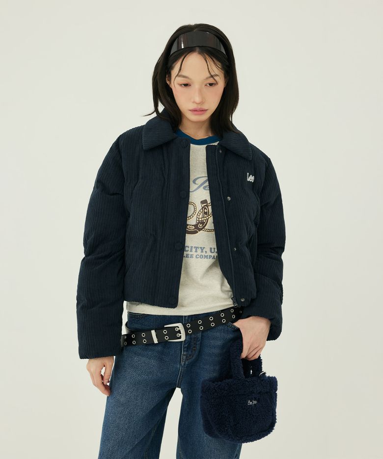 미니 패디드 토트백 네이비