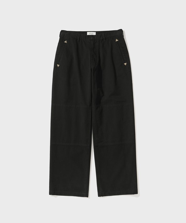 COTTON DRILL DOUBLE KNEE PANTS (BLACK)