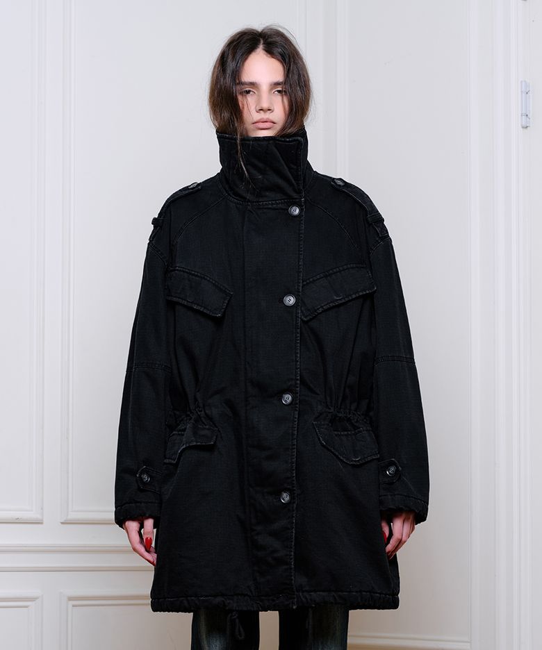 Highneck Asymmetric M-65 Parka Black