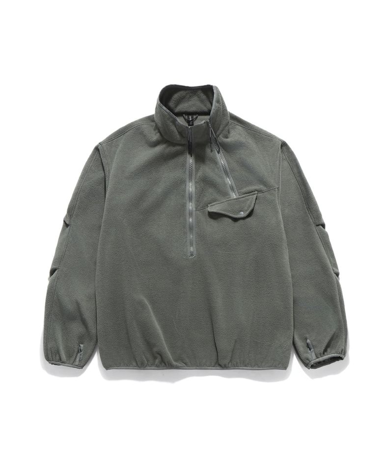 FLEECE DOUBLE HALF ZIP PULLOVER / STEEL GREY