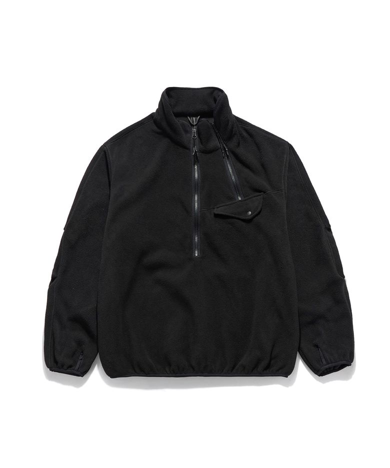 FLEECE DOUBLE HALF ZIP PULLOVER / BLACK
