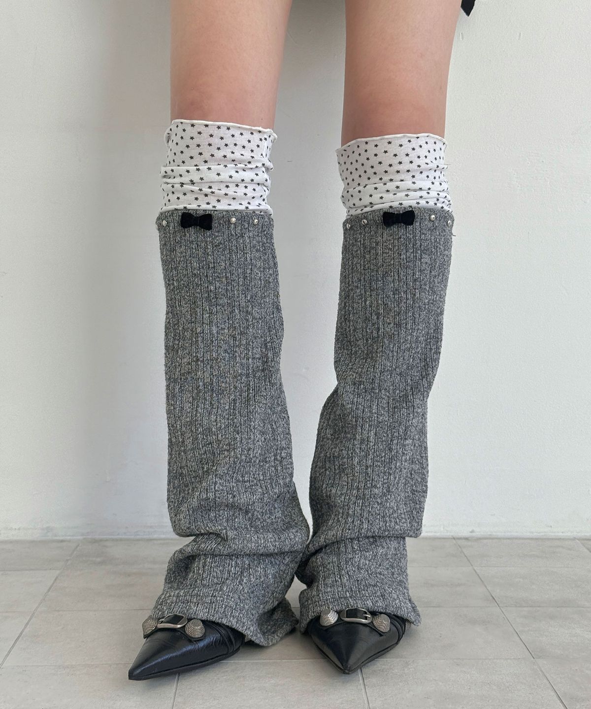 체리퀴리(CHERRYQUIRI) starry leg warmer - grey