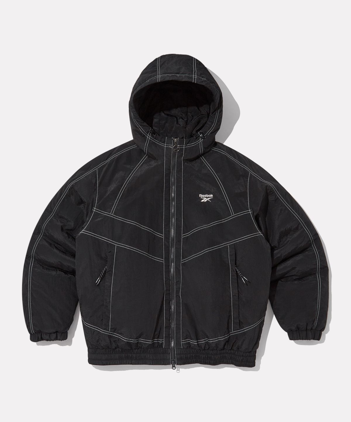 리복(REEBOK) 그리드 스티치 패딩 자켓 - 블랙