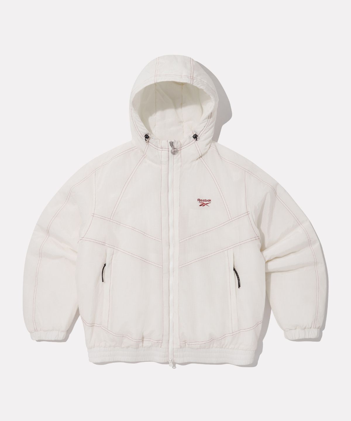 리복(REEBOK) 그리드 스티치 패딩 자켓 - 오프 화이트