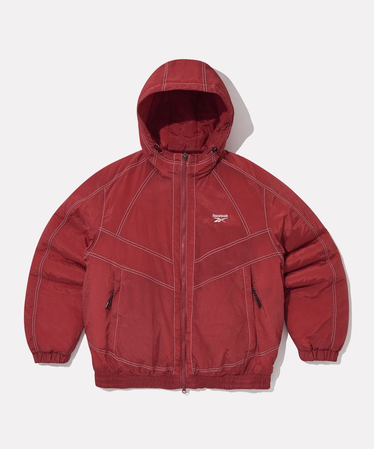 리복(REEBOK) 그리드 스티치 패딩 자켓 - 다크 레드