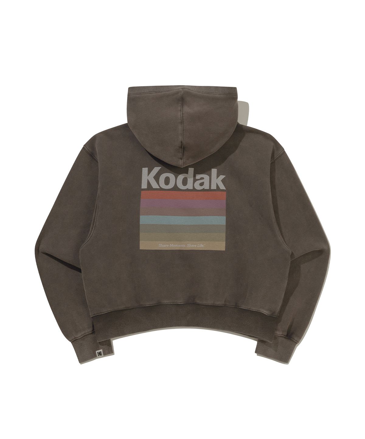 코닥(KODAK) 레인보우 스노우워싱 기모 후드 티셔츠 우먼 CHARCOAL