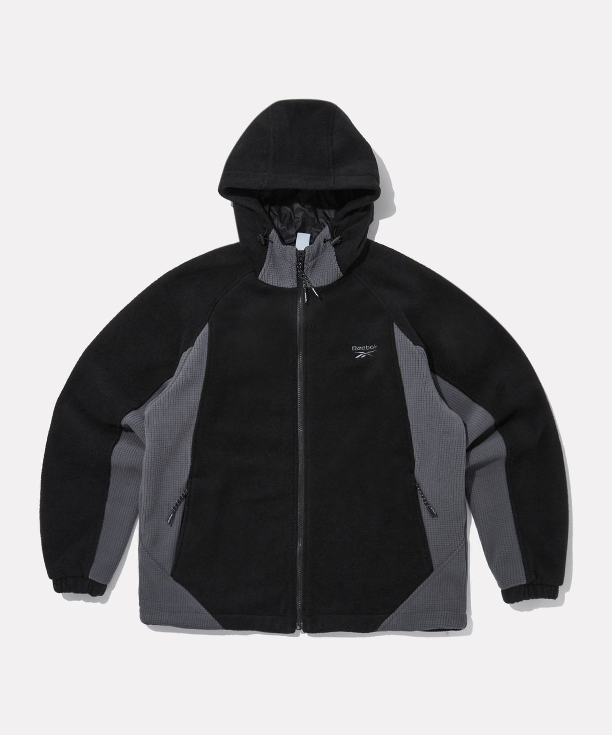 리복(REEBOK) 플리스 블록 후드 집업 - 블랙