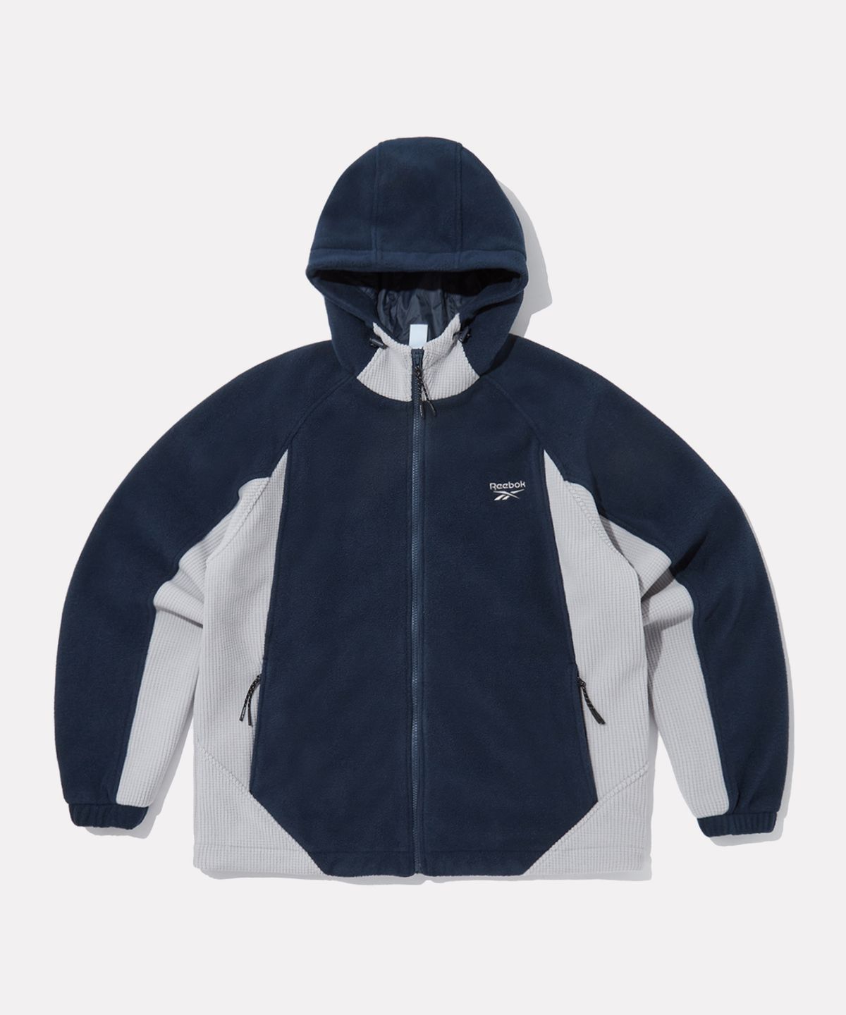 리복(REEBOK) 플리스 블록 후드 집업 - 다크 네이비