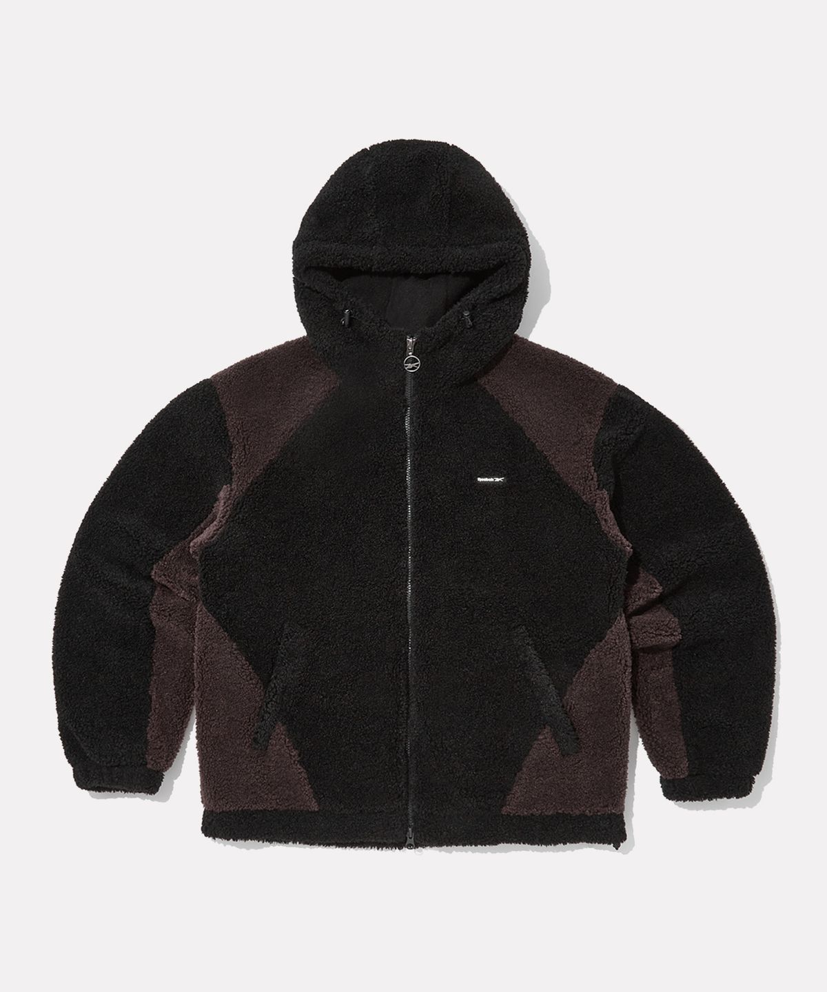 리복(REEBOK) 쉐르파 플리스 후드 집업 - 블랙:브라운