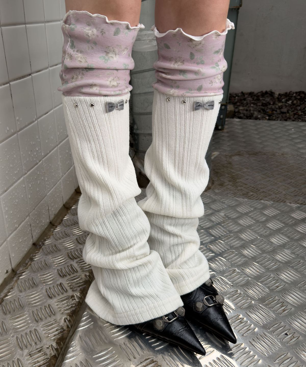 체리퀴리(CHERRYQUIRI) starry leg warmer - ivory